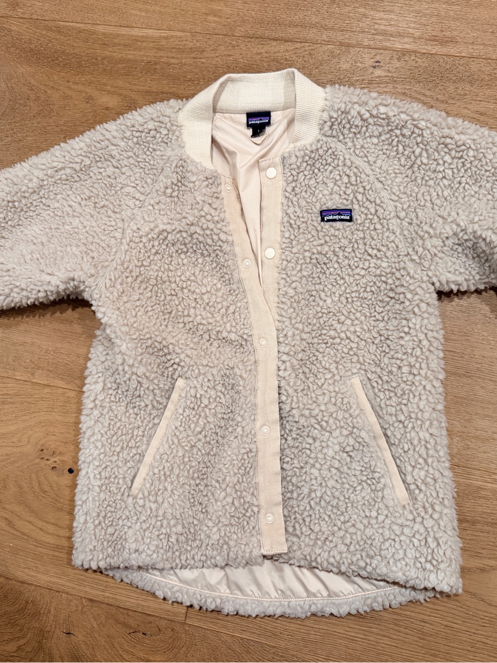 Patagonia Kids Cream Sherpa Snap Front Jacket